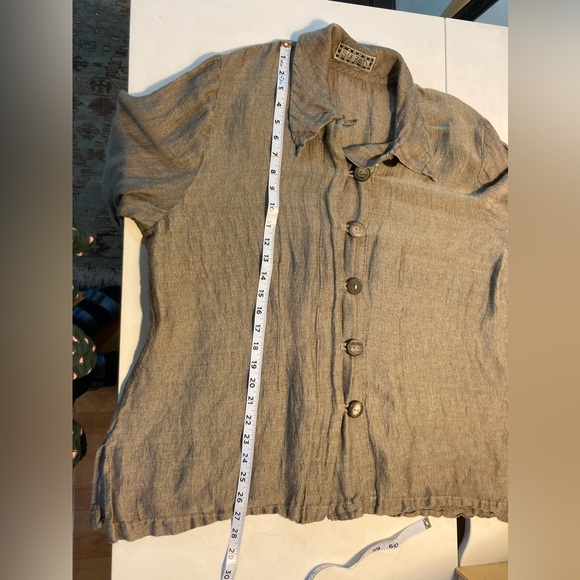 Su-Zen Linen/Cotton Long Sleeve Button Down Top W/Collar & Button Cuffs Sz Large - Picture 16 of 16